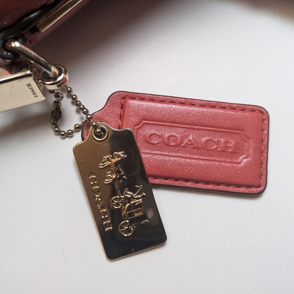 Coach Madison Phoebe Gathered Twist Papaya Leather Shoulder Bag - Picture 14 of 15